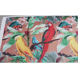Vintage parrots - brown - heavy satin - remnant 48/65cm