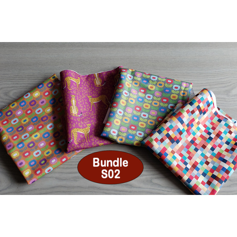 Outdoor fabric remnants bundle - mix of patterns- 4 pieces