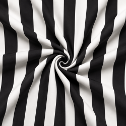 black and white striped waterproof canvas fabric for outdoor cushions and upholstery. The fabric with the twist in the centre