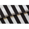 black and white striped waterproof canvas fabric for outdoor cushions and upholstery, placed with the fold
